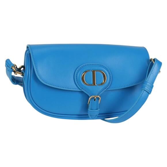 DIOR Bobby East West Shoulder Bag Leather Blue Gold - Picture 1 of 13